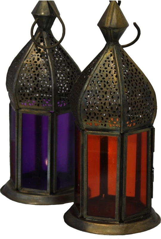 Lantern Metal Glass Assorted Colours