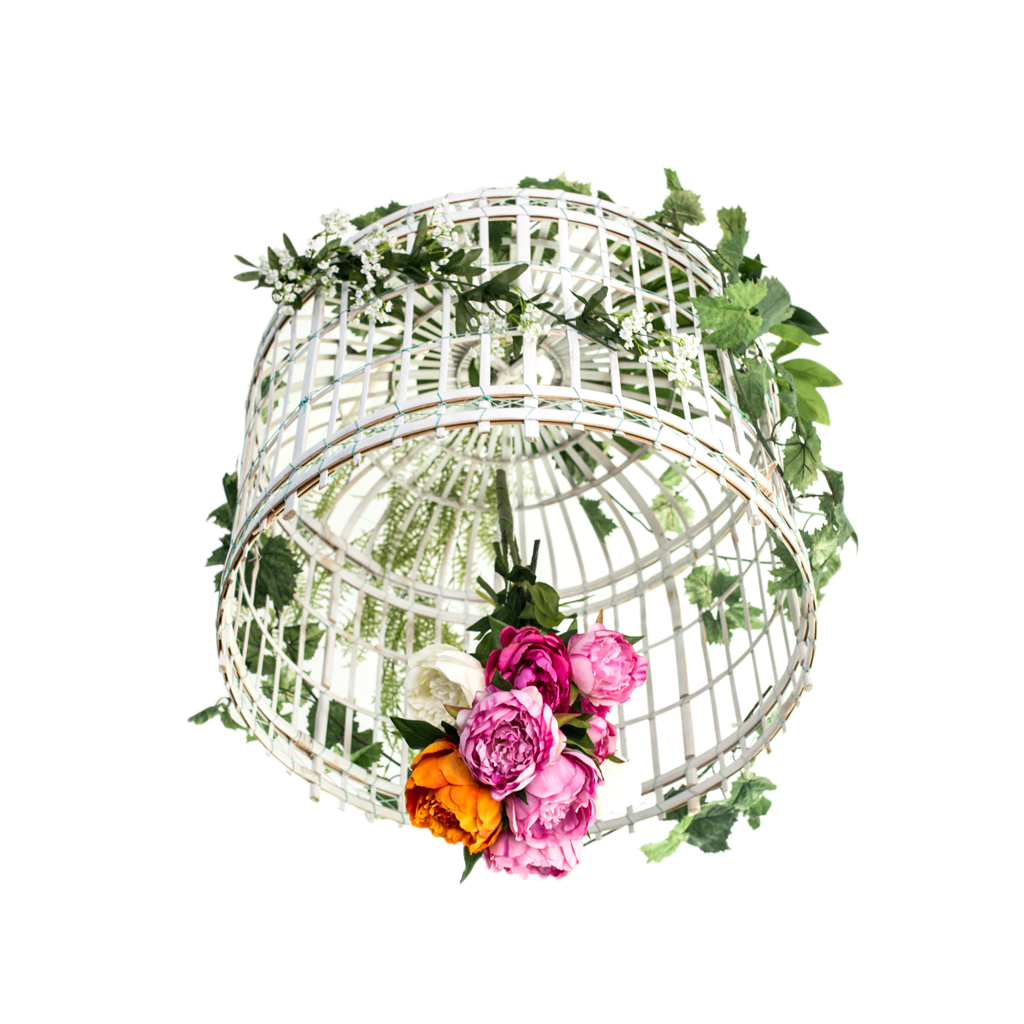 Chandelier Basket Bamboo White