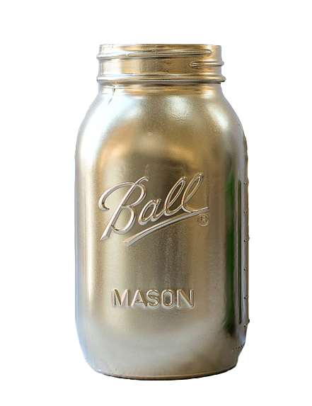 Glass Mason Jar Gold Assorted Sizes