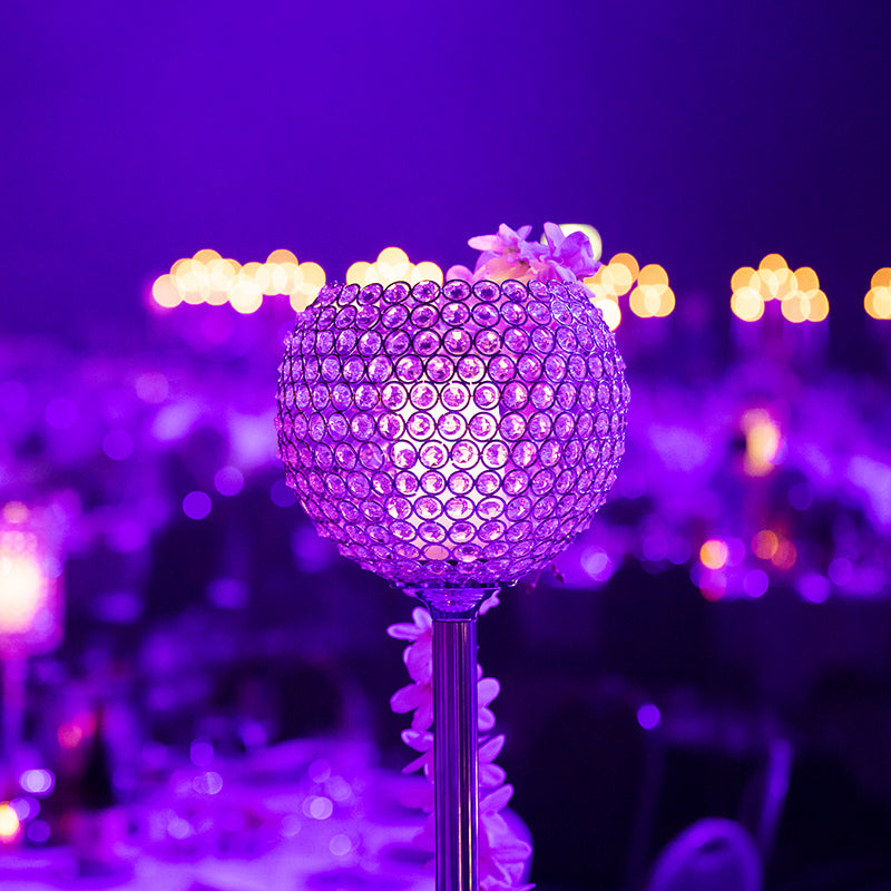 Candle Holder Tealight Chrome Stand Crystal Orb