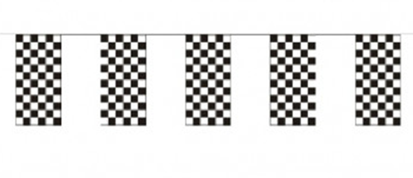 Bunting Rectangle Checked Plastic Black & White