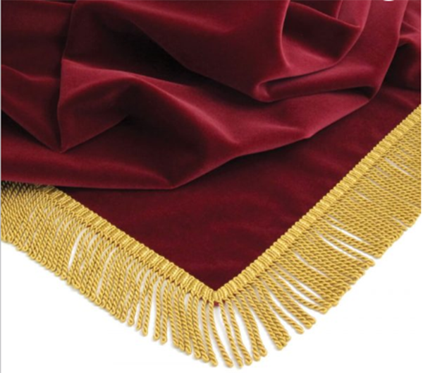 Drape or Banner Satin Red Gold Fringe