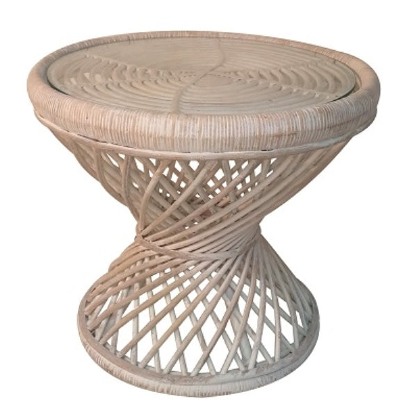 Table Peacock White Glass Top