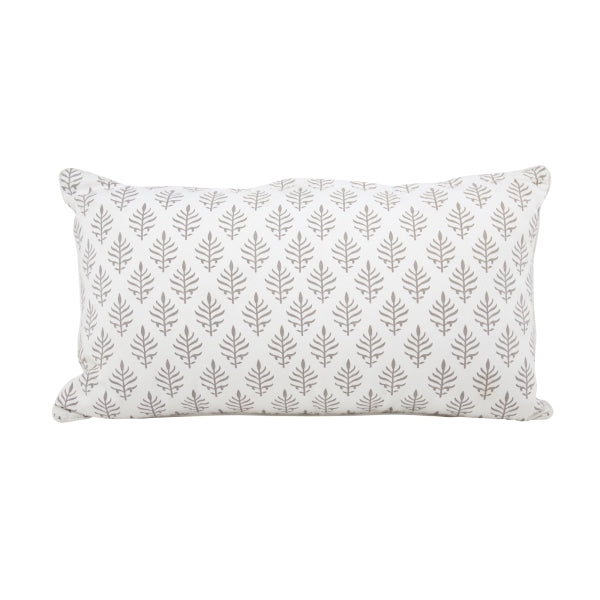 Cushion Leaf Print White Beige