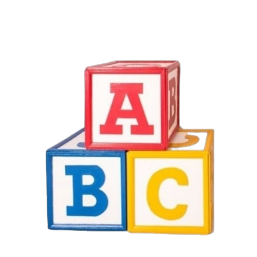 Novelty Building Block Letter B Timber Pink and White