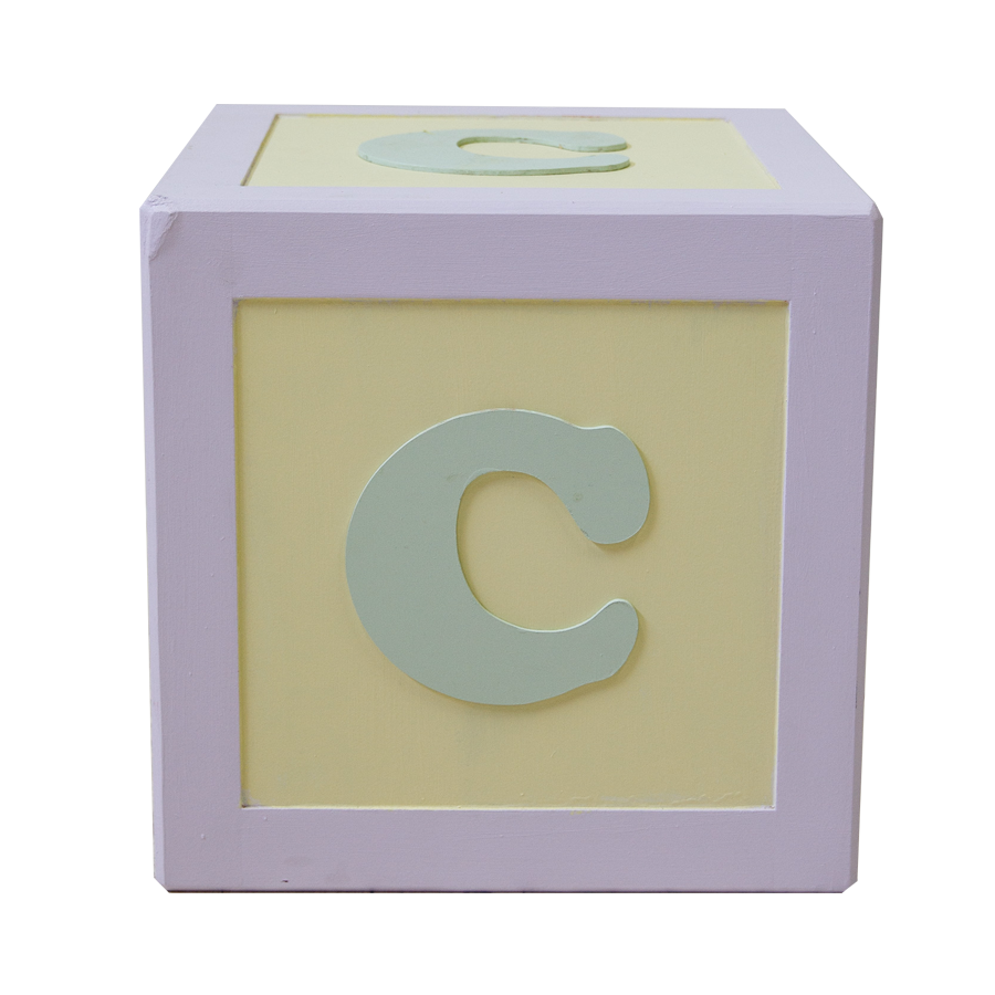 Building Block Letter 'C' Timber Pastel