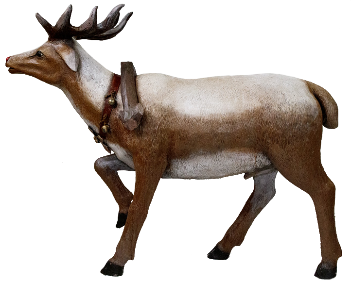 Reindeer Standing with Yoke Resin Brown