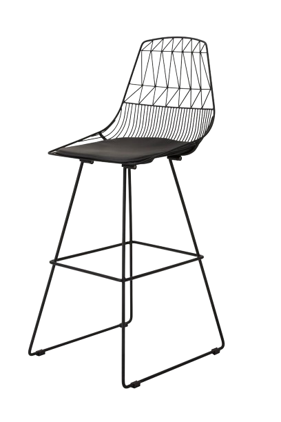 Stool Geometric Metal Black