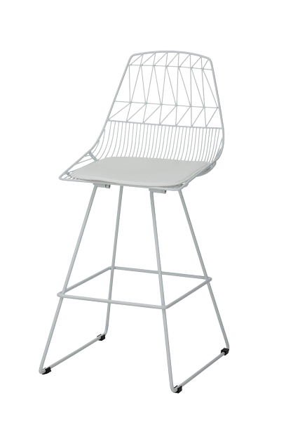 Stool Geometric Metal White