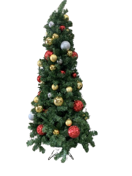 Tree Christmas Slimline Lit Red, Gold, Silver 2.3m