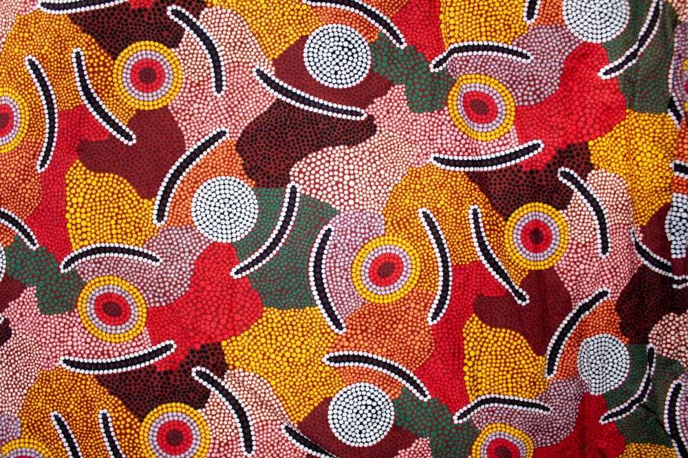 Indigenous Maroon, Yellow, Pink and Red Trestle Table Runner No Edging