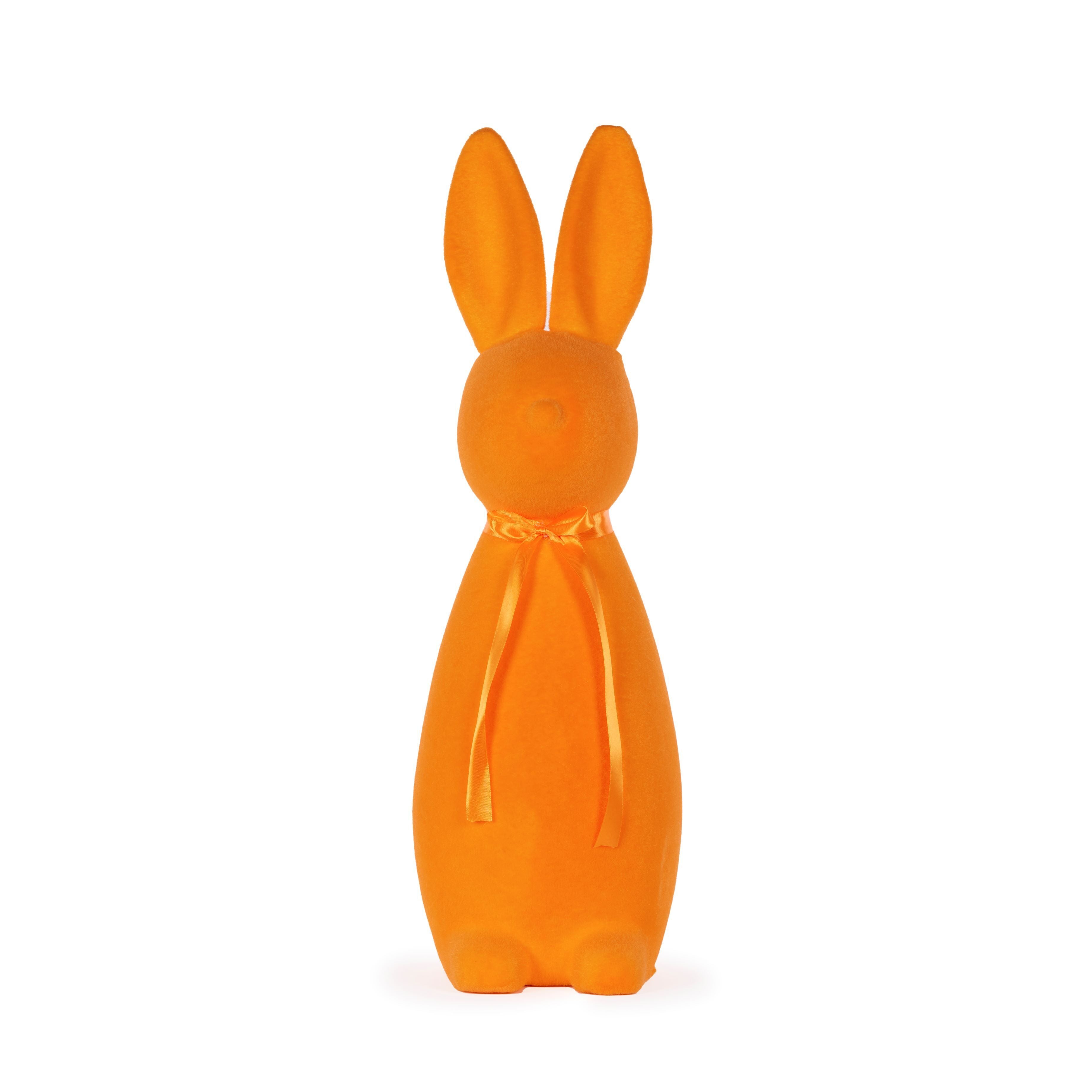 Rabbit Flocked with Bow Orange 69cm