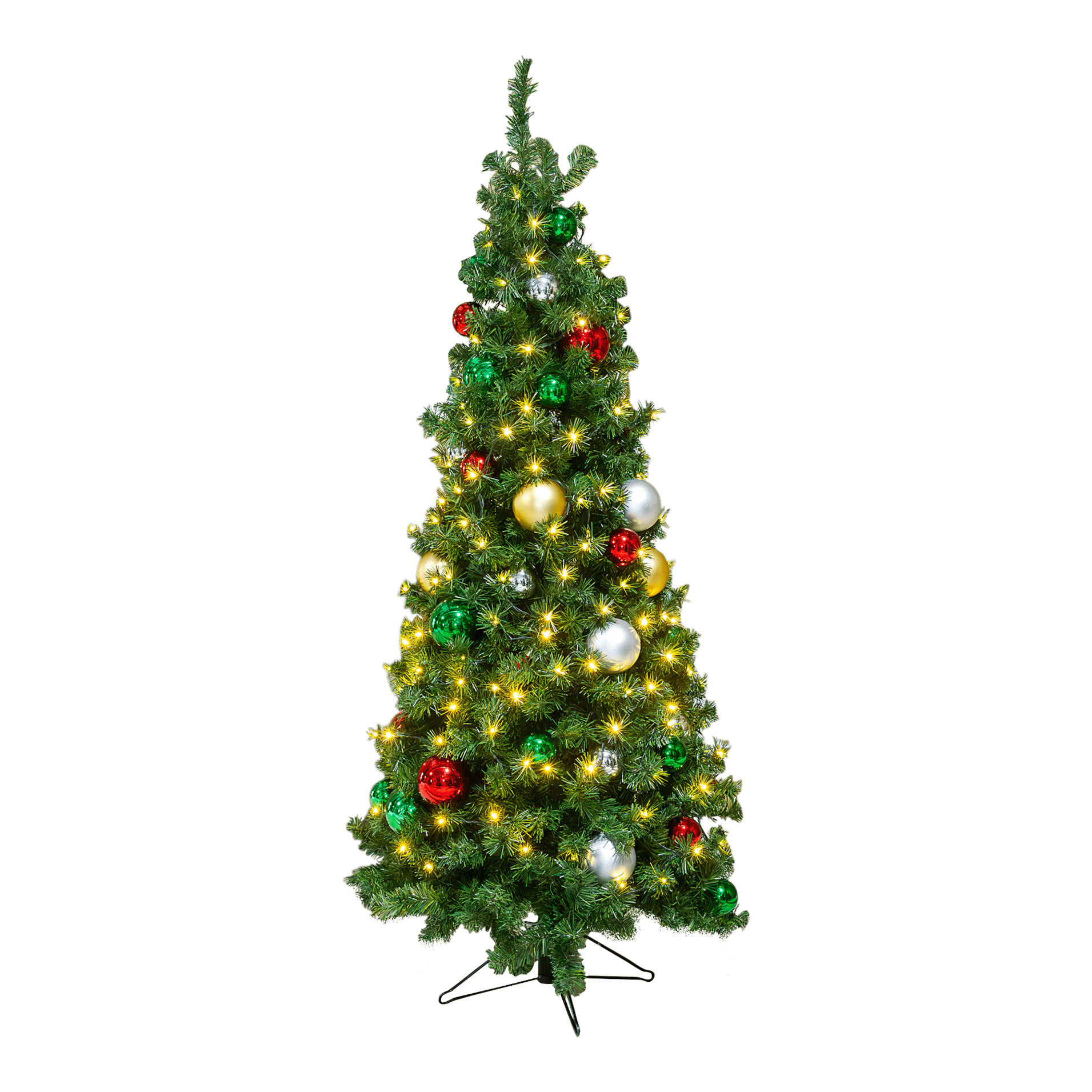 Tree Christmas Slimline Lit Traditional with Silver