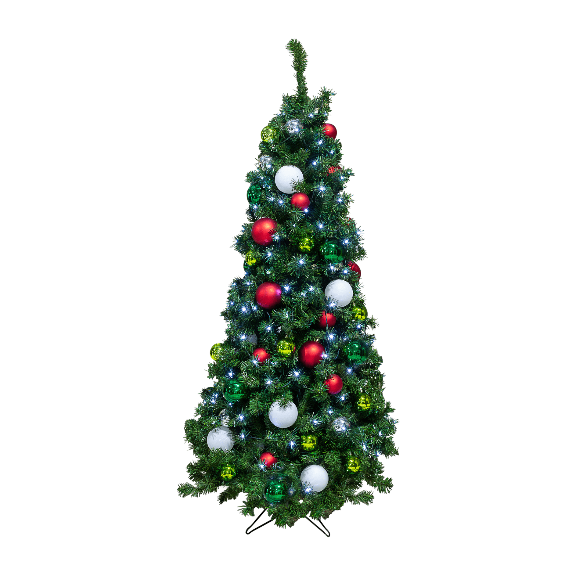Tree Christmas Slimline Lit Traditional With White