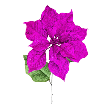 Poinsettia Glitter Purple 20cm