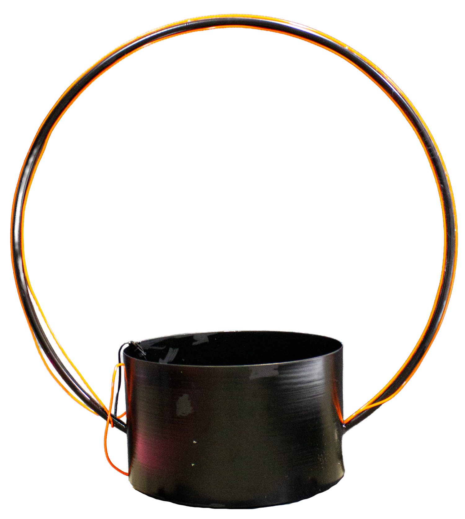 Pot Circle Metal Black with Orange Neon Lights