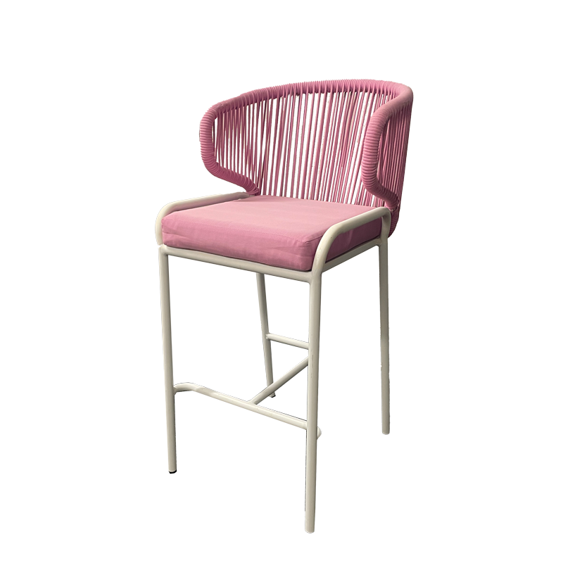 Outdoor Stool Metal - Pink & White