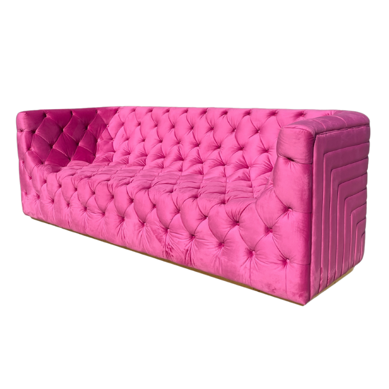 Pink Velvet Chesterfield Lounge x 850mmD