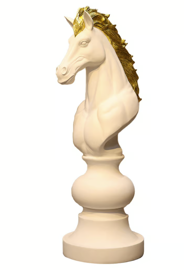 Chess Knight White and Gold