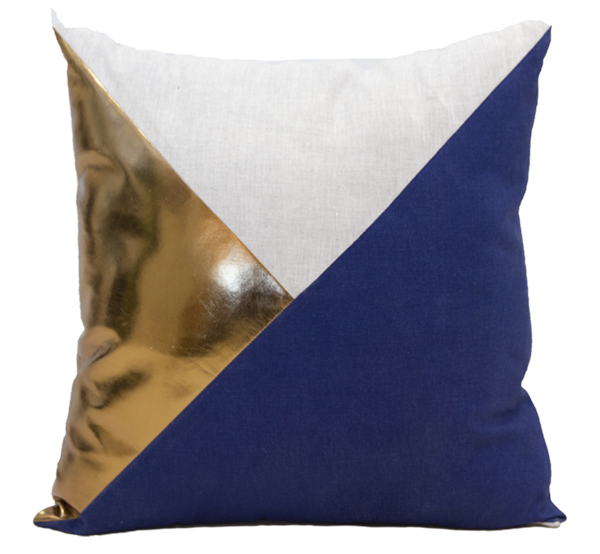 Cushion Geometric Blue & Gold