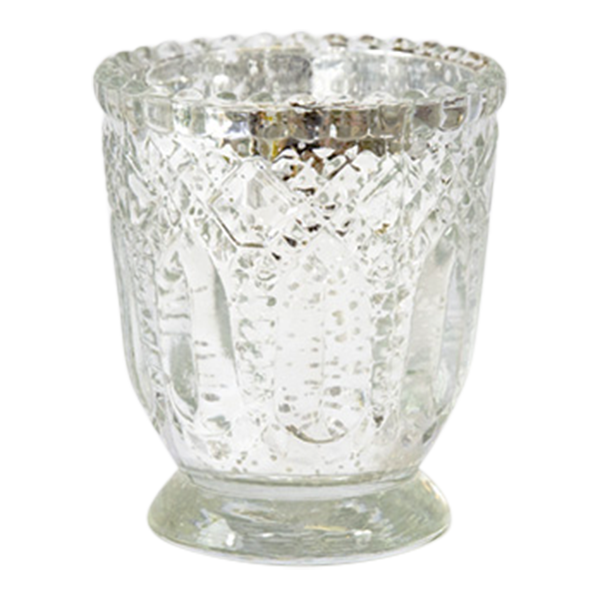 Candle Holder Heirloom Glass Silver