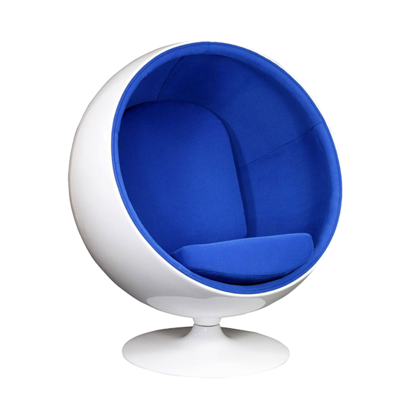 Chair Egg Fibreglass Shell with Fabric Interior Blue & White