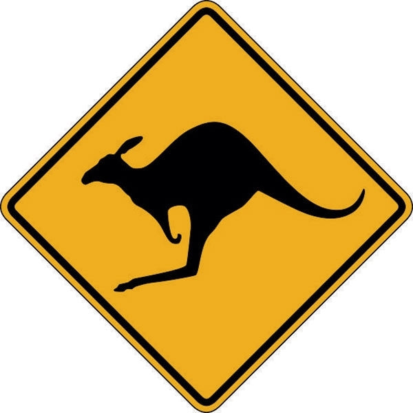 Sign Road Safety Kangaroo Yellow & Black