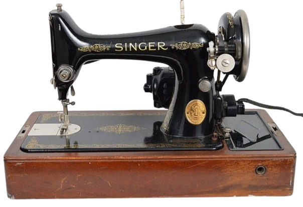 Sewing Machine Vintage in Case Metal Timber Black & Brown