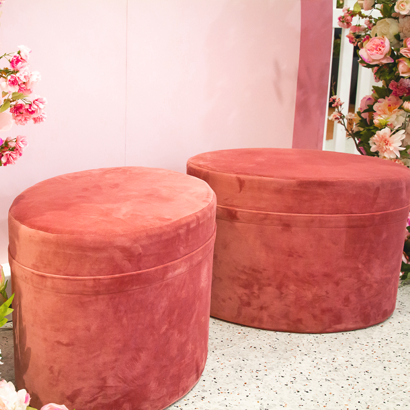 Ottoman Oval Velvet Blush