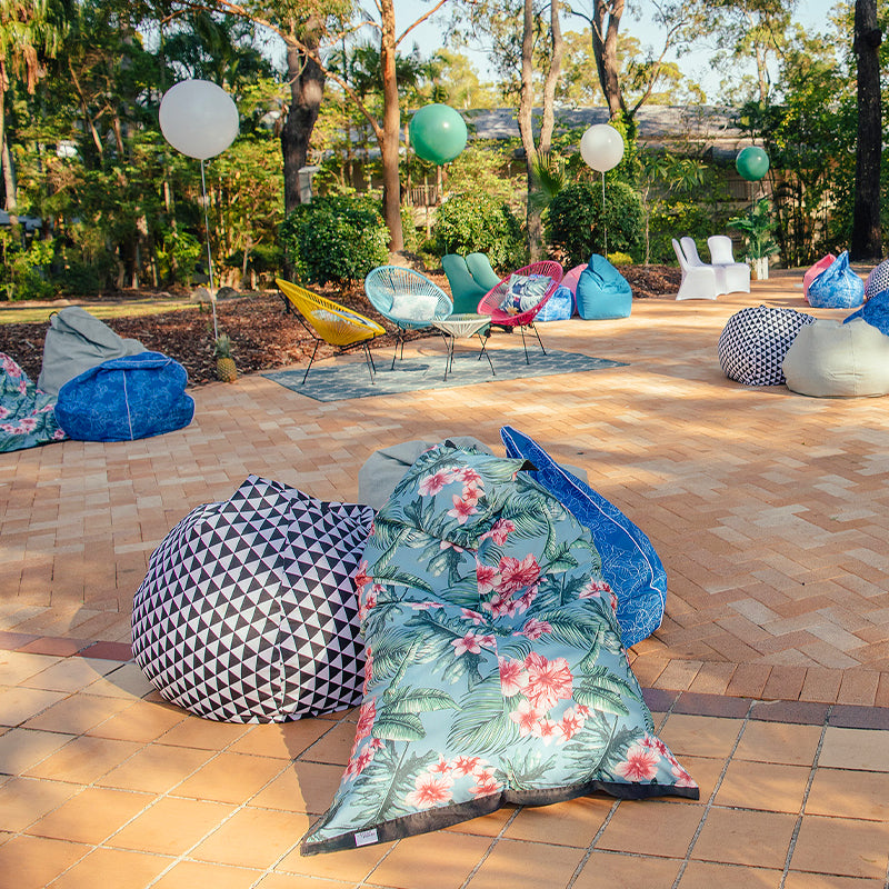 Bean Bag Hibiscus Green & Pink