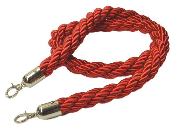 Bollard Rope Double Twist Silk Red & Silver Ends