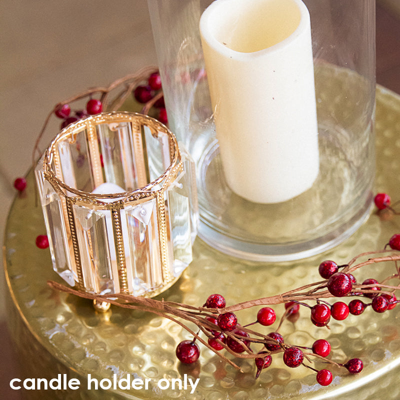 Candle Holder Crystal Gold