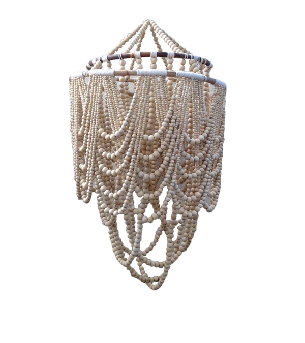 Chandelier Double Ring Beaded Natural