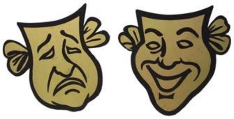 Sign Comedy Tragedy Masks 2D MDF Gold & Black