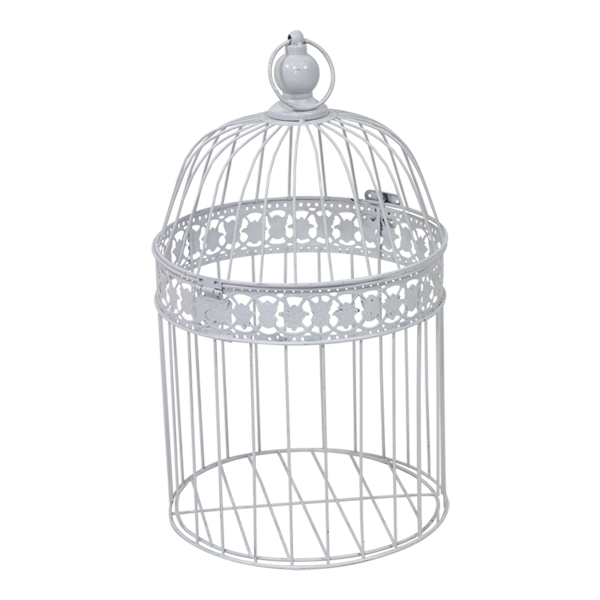 Bird Cage Round Metal White