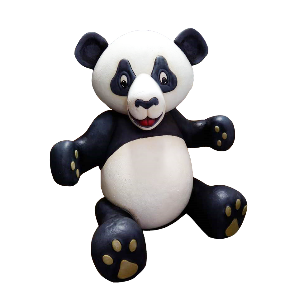 Bear Panda Hard Coated Poly Black & White