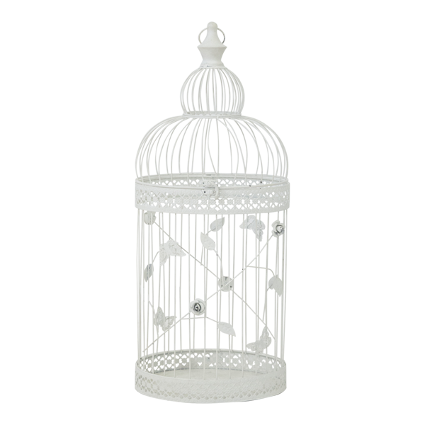 Bird Cage Oval Butterfly Embellishments White