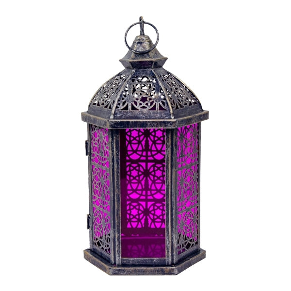 Lantern Metal Glass Purple