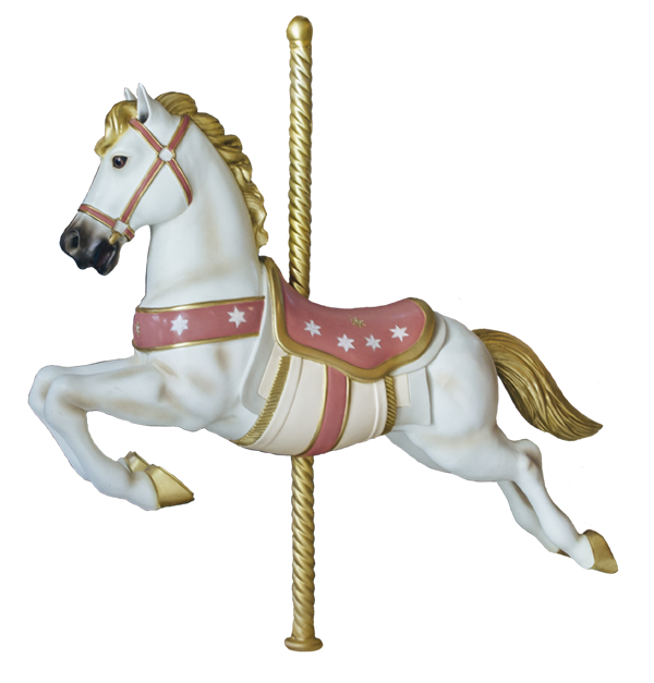 Horse Carousel Fibreglass  White & Pink