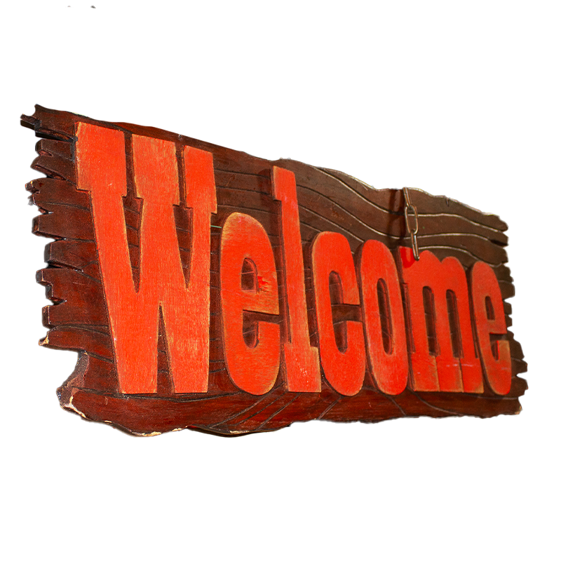 Sign Welcome Timber Brown