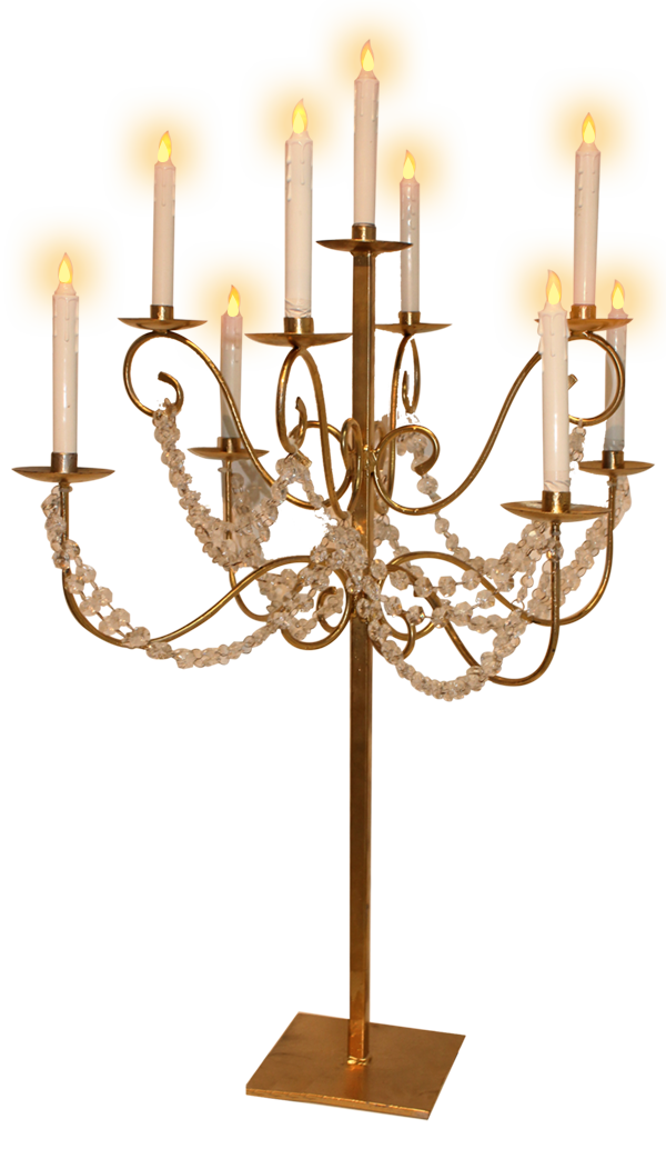 Candelabra 9 Prong Gold with Crystals