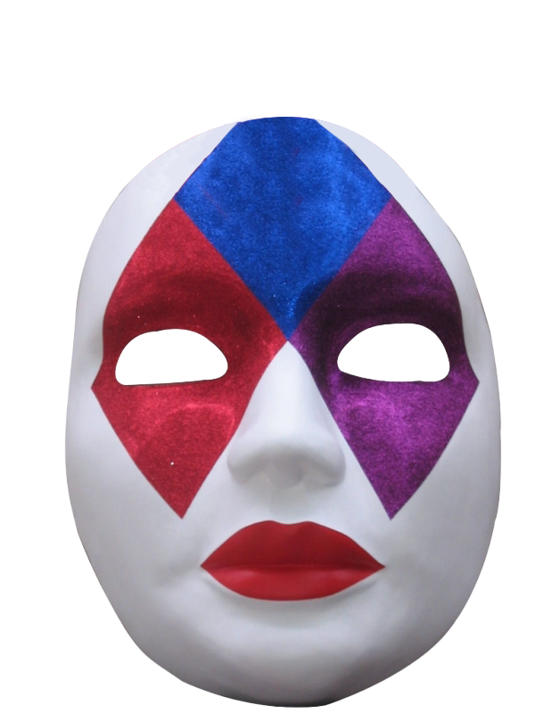 Novelty Mask Full Face Fiberglass White Purple & Red
