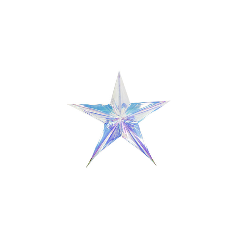 Star 5 Point Iridescent Clear