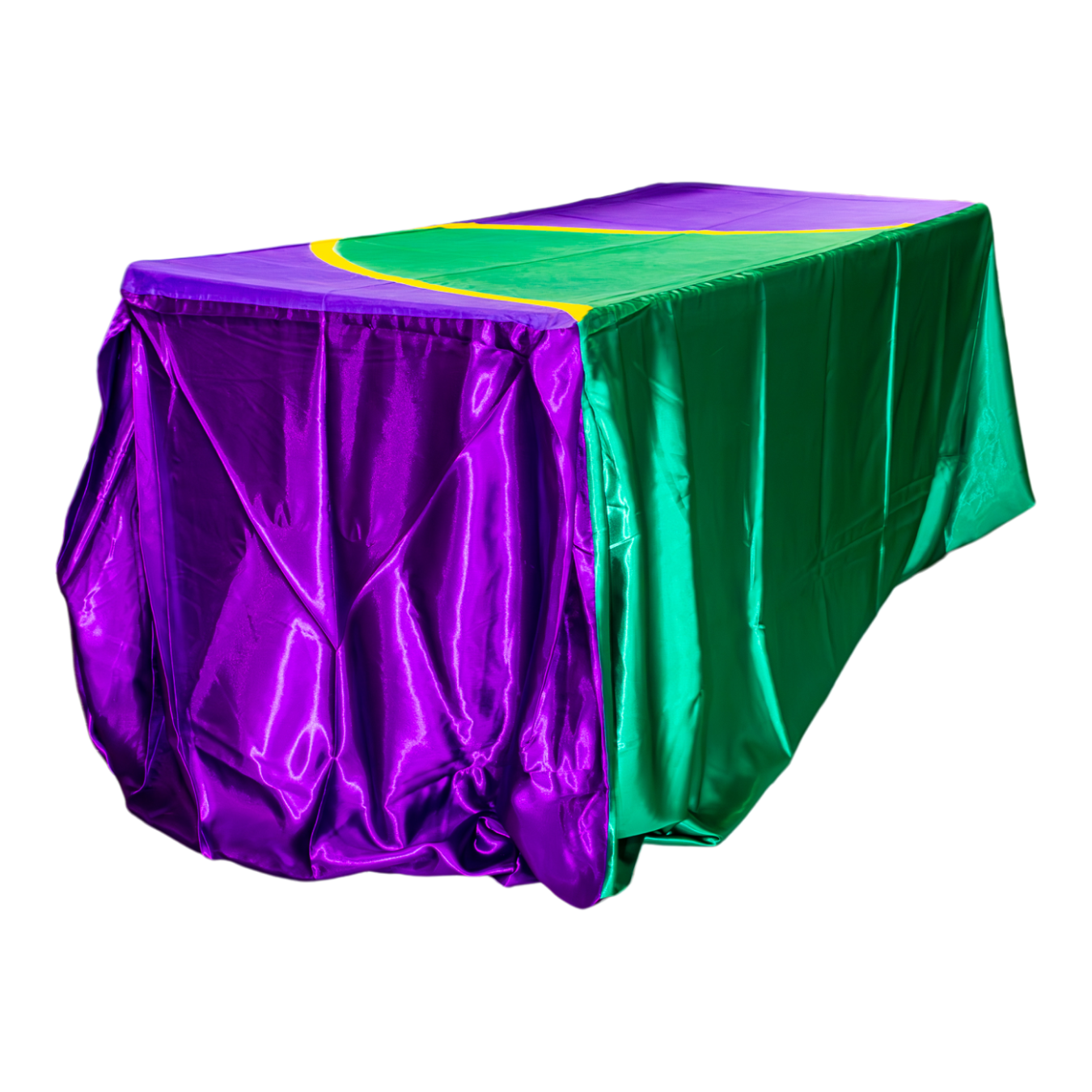 Linen Tablecloth Trestle Green Purple Gold 2m