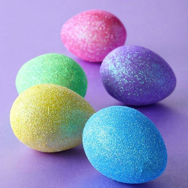 Easter Eggs Glitter Poly Pastel Assorted Colours 5cm