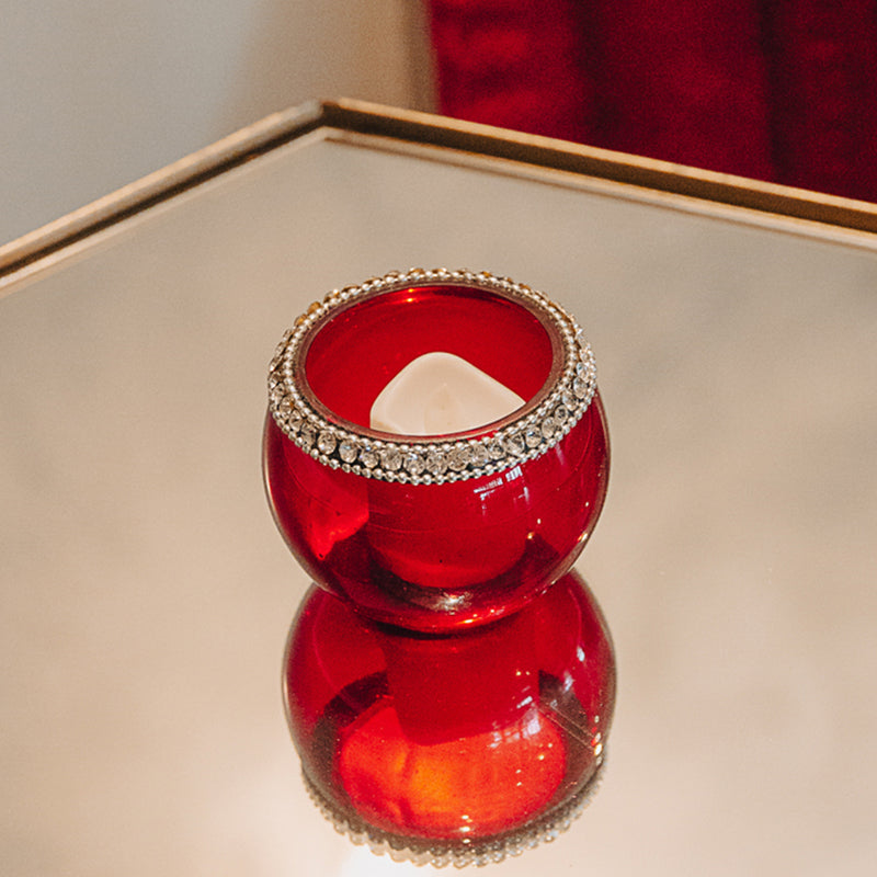 Tealight Holder Fishbowl Crystal Red