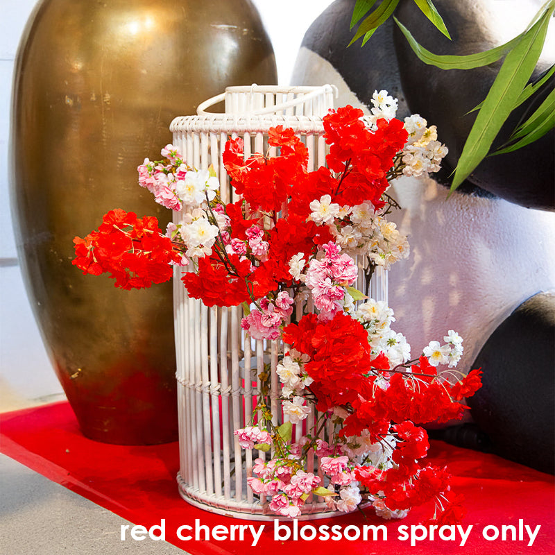 Floral Cherry Blossom Spray Red