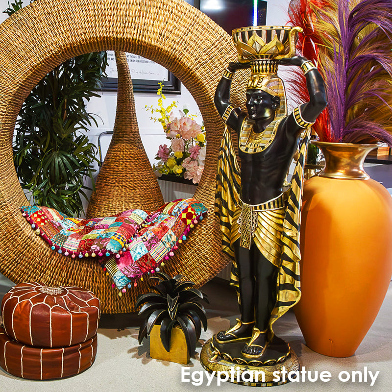 Statue Egyptian Deity Fiberglass Black & Gold