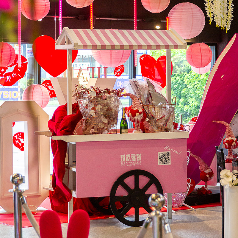 Market Cart Timber Pink and White