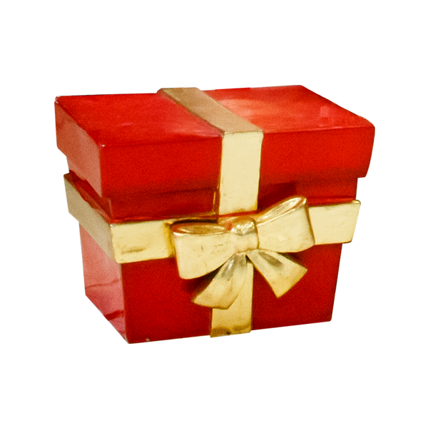 Present Fiberglass Red with Gold Bow Small